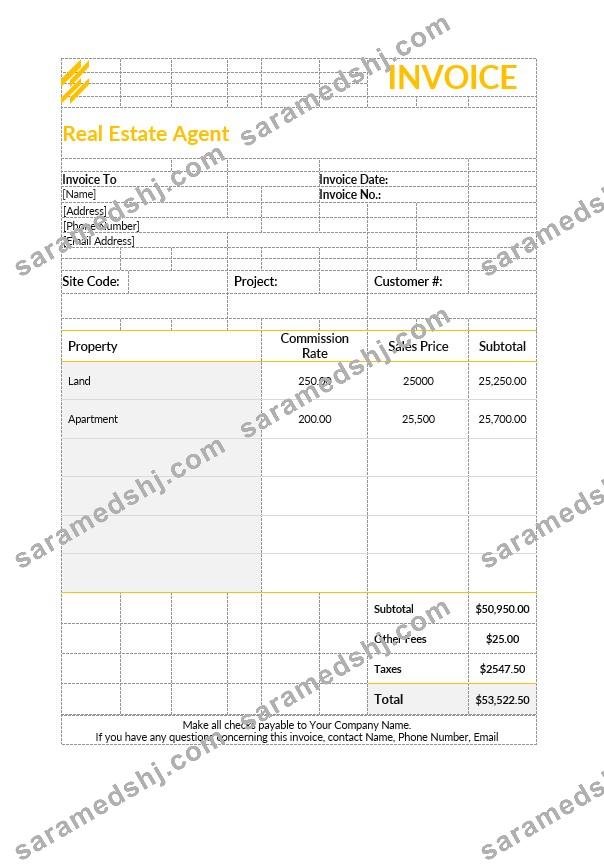 Real Estate Agent Invoice